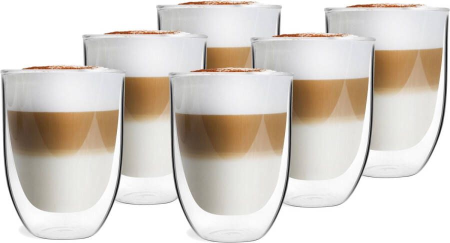 CUILINA Dubbelwandige Koffieglazen Latte Macchiato Glazen – Theeglazen Set van 6 stk 325 ml