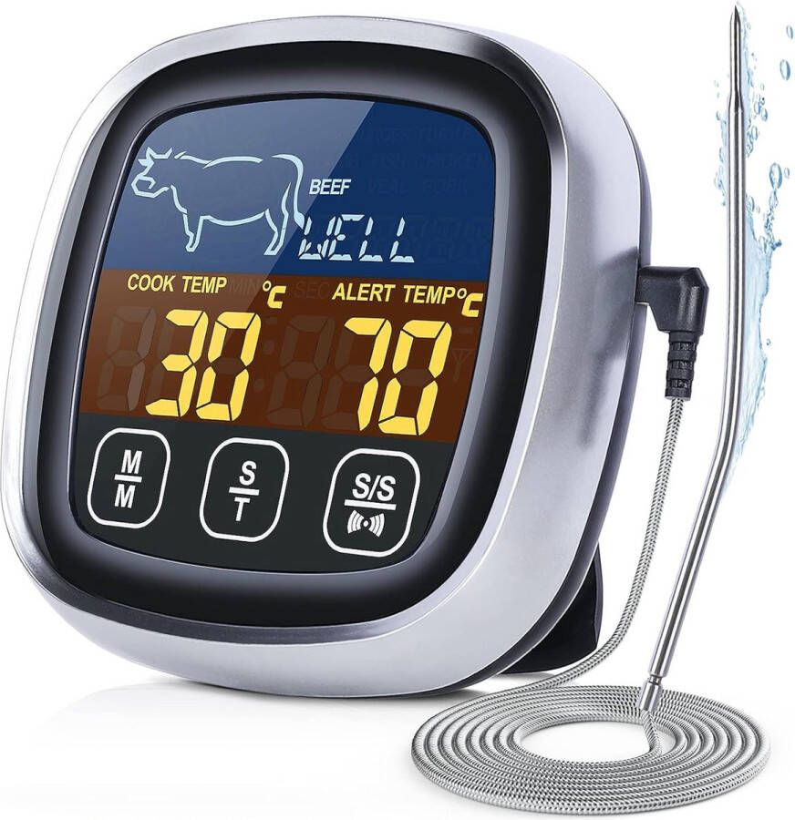 Cuisimax Digitale Vleesthermometer incl. Batterijen Tot 300 °C Draadloos BBQ Thermometer Oven Thermometer Kookthermometer