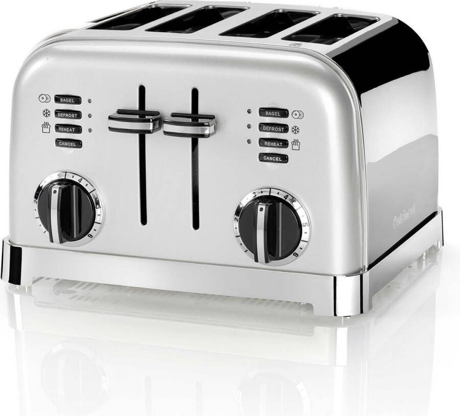 Cuisinart 4 Slice Toaster Broodrooster CPT180SE 4 sleuven Ontdooifunctie Bagelfunctie 6 standen Zilver