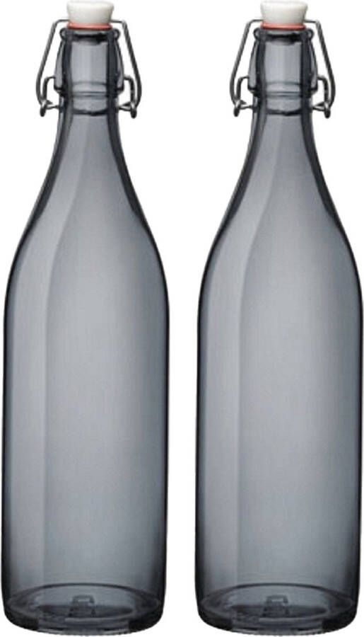 Cuisine Elegance set van 2x stuks weckflessen grijs beugeldop glas van 1 liter Weckpotten