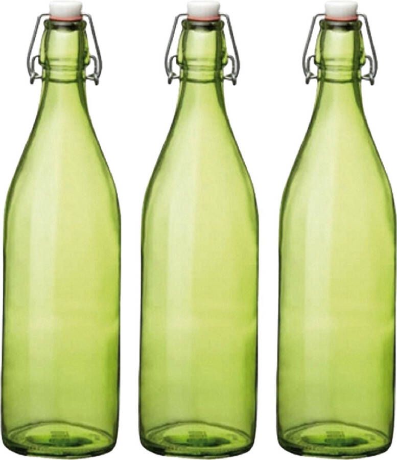 Cuisine Elegance set van 6x stuks weckflessen groen beugeldop glas van 1 liter