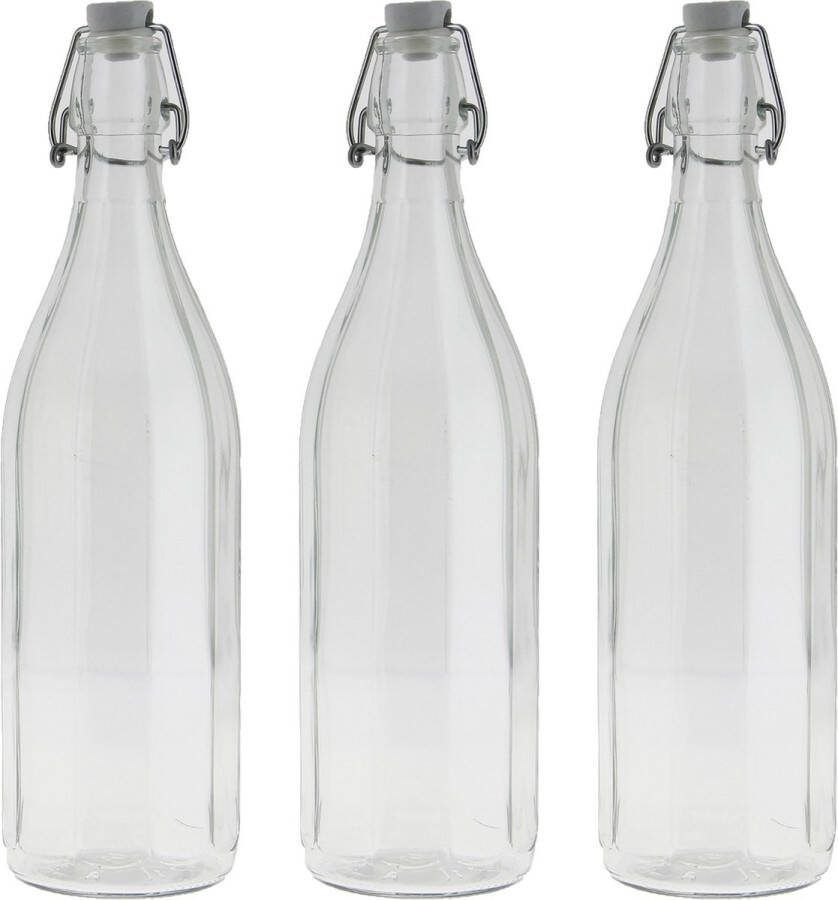 Cuisine Elegance set van 6x stuks weckflessen transparant beugeldop glas van 1 liter