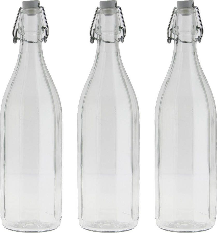 Cuisine Elegance set van 8x stuks weckflessen transparant beugeldop glas van 1 liter