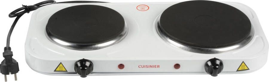 Cuisinier Deluxe elektrische kookplaat 2-pits 2500 W regelbare thermostaat