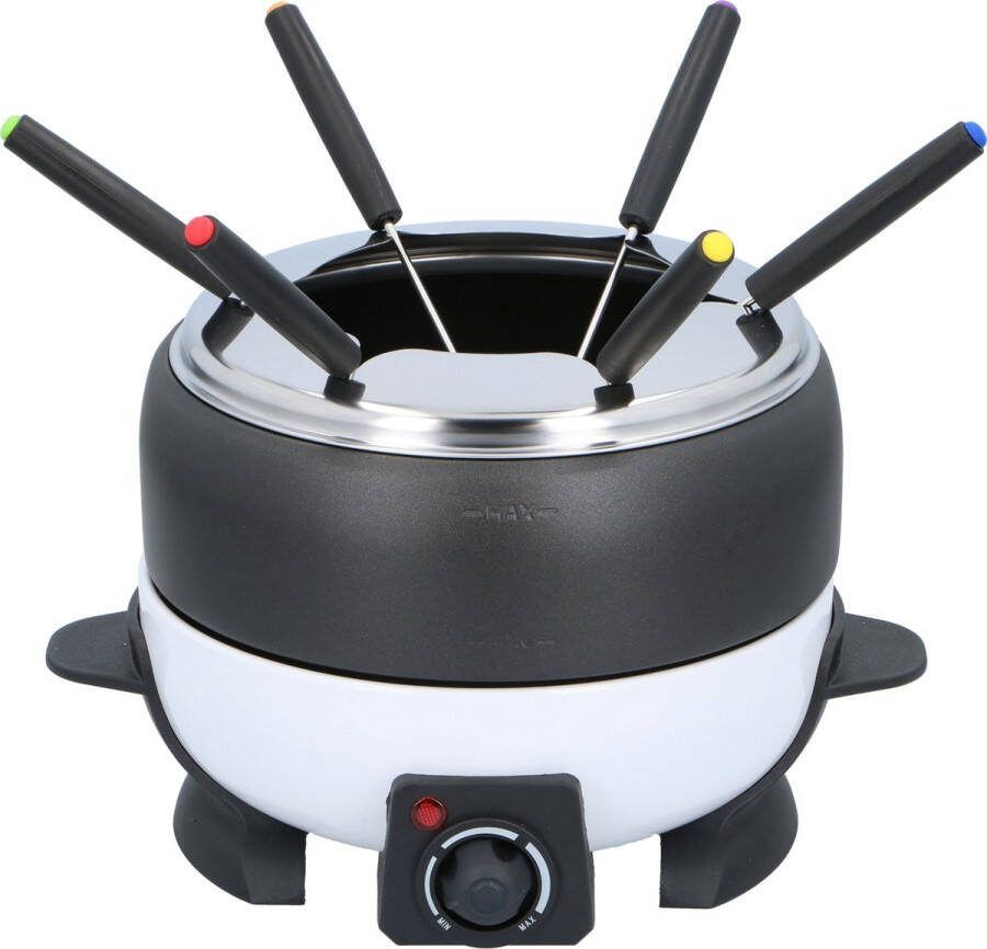 Cuisinier Deluxe Fondueset 6 Personen Elektrisch RVS Vleesfondue Kaasfondue Chocoladefondue Zwart Wit