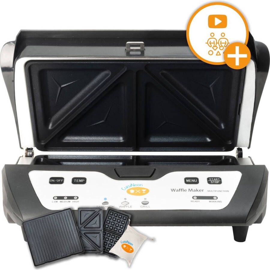 CuisiNoon Multifunctionele Wafelijzer Tosti Apparaat en Grill Apparaat