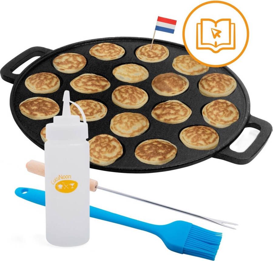 CuisiNoon Poffertjespan Advanced Compleet Poffertjesmaker Set Inclusief Bakboek