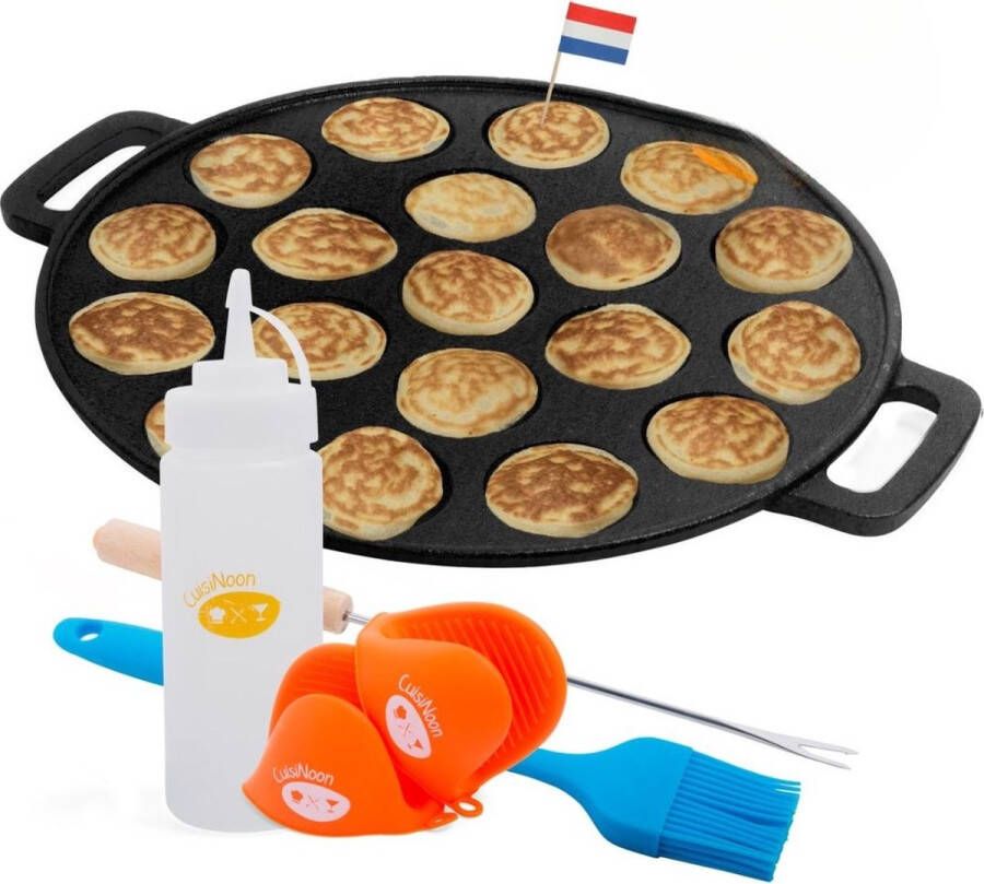 CuisiNoon Poffertjespan Premium Complete Poffertjesmaker Set Inclusief Bakboek