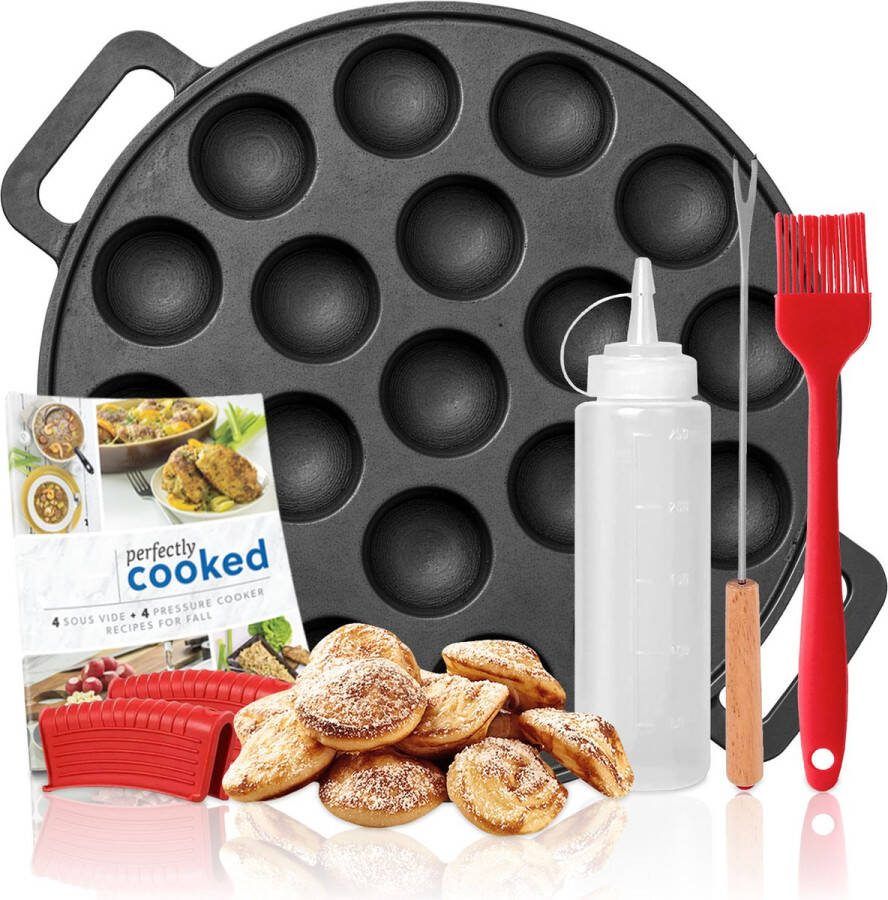 Culistar poffertjespan Inductie Poffertjes Pan Gietijzeren pan Poffertjes Set poffertjespan electrisch Inclusief Receptenboekje