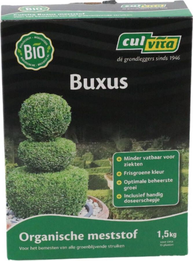 Culvita Biologische Buxus plantenvoeding Buxus Meststof 1 5 kg Verhoogt weerstand tegen ziekten 100 dagen voeding