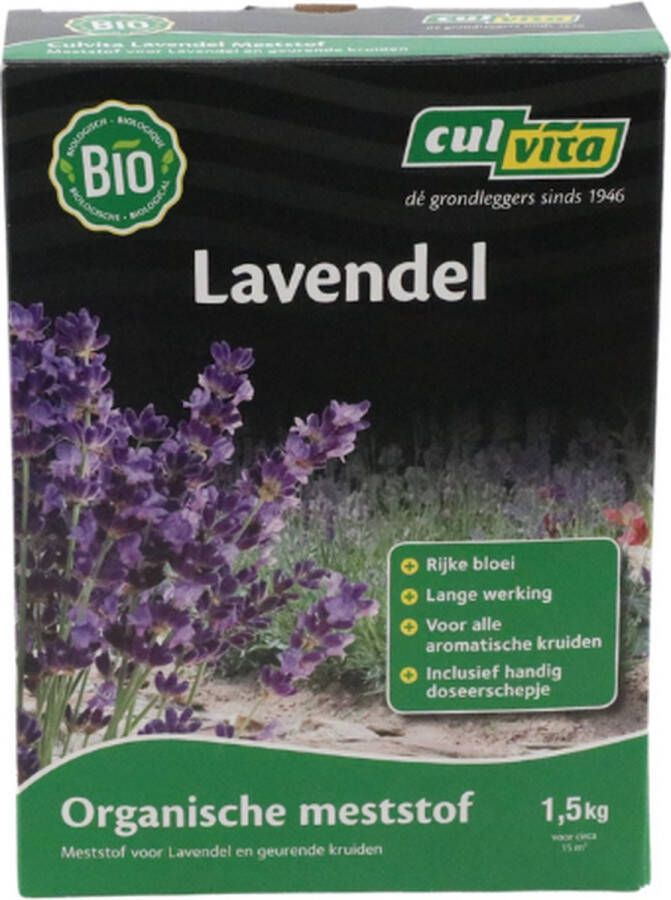 Culvita Biologische Lavendel plantenvoeding Lavendel Meststof 1 5 kg Geschikt voor alle aromatische kruiden 100 dagen voeding