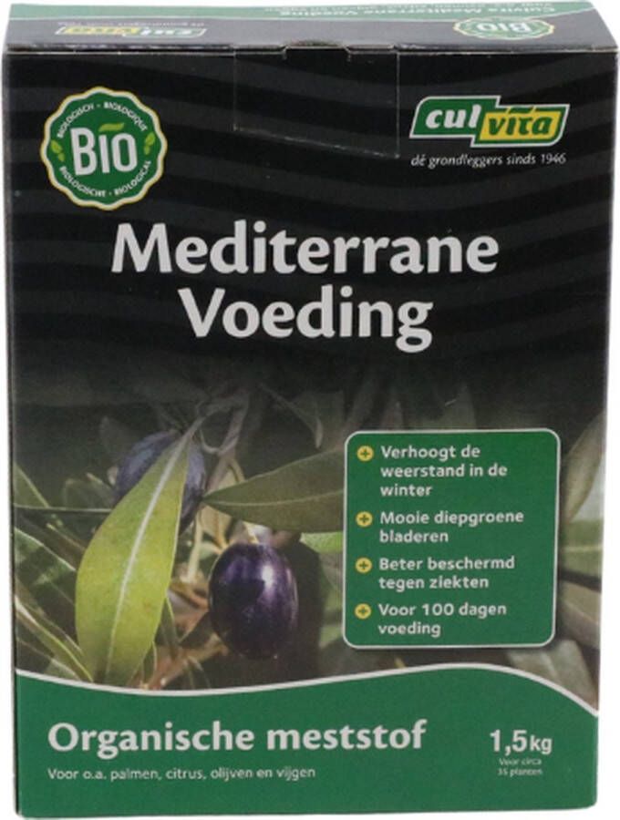 Culvita Biologische Mediterrane plantenvoeding Mediterrane Meststof 1 5 kg Verhoogt weerstand in de winter 100 dagen voeding