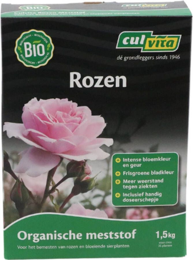 Culvita Biologische Rozen plantenvoeding Rozen Meststof 1 5 kg Voor intense bloemkleur en geur 100 dagen voeding