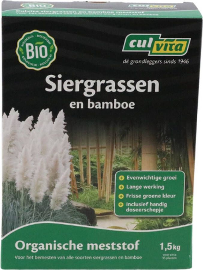 Culvita Biologische Siergrassen plantenvoeding Siergrassen Meststof 1 5 kg o.a. geschikt voor Bamboe Pampasgras en Festuca 100 dagen voeding