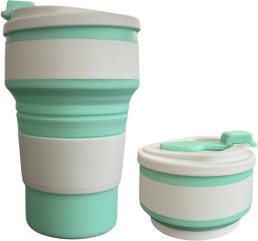 Cup To Go Koffiebeker to go Inklapbare beker Duurzame beker 100% BPA vrij Opvouwbaar Reisbeker Meeneem beker Travel cup 350 ml Turquoise
