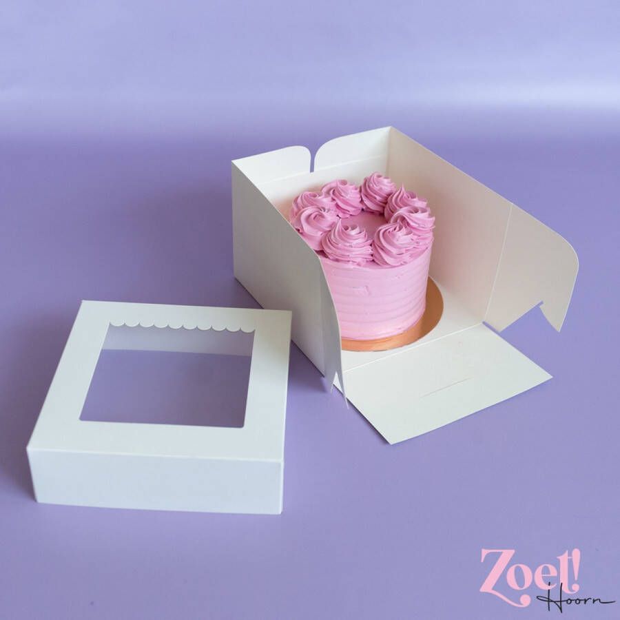 Cupcakedozen.nl Taartdoos 20 x 20 x 15 cm + winkelluifel venster (10 stuks)