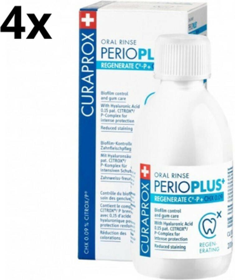 Curaprox Perio Plus Regenerate CHX 0.09% Mondwater 4 x 200 ml Voordeelverpakking