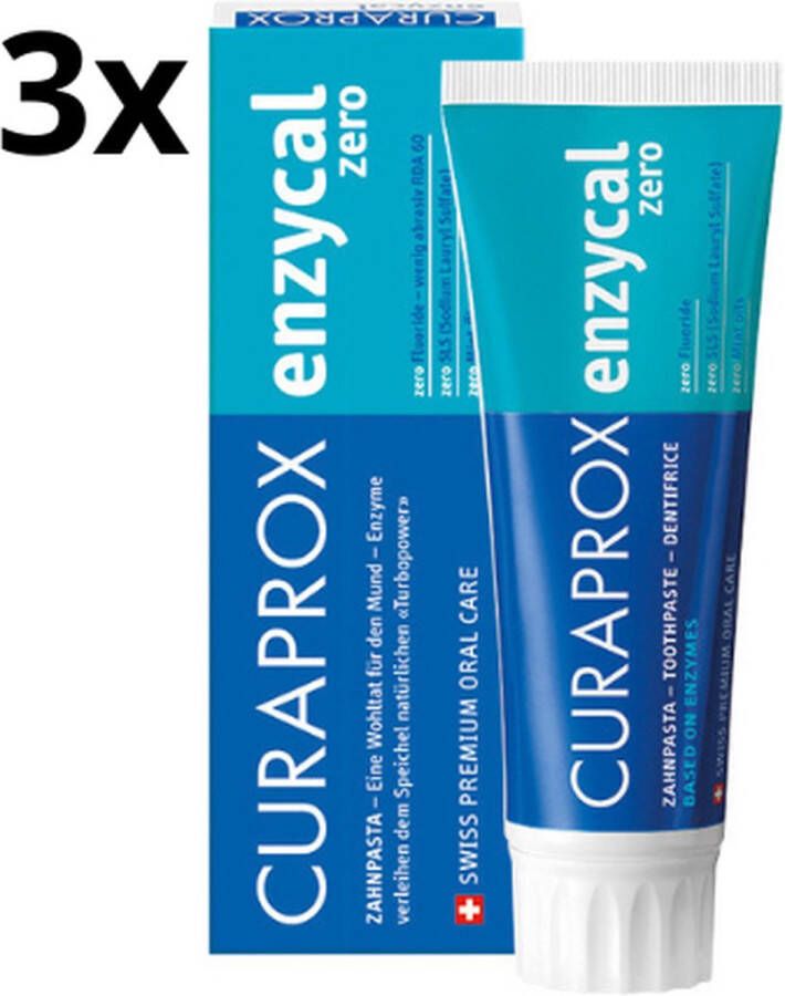 Curaprox Tandpasta Enzycal Zero Fluoride 3 x 75 ml Voordeelverpakking