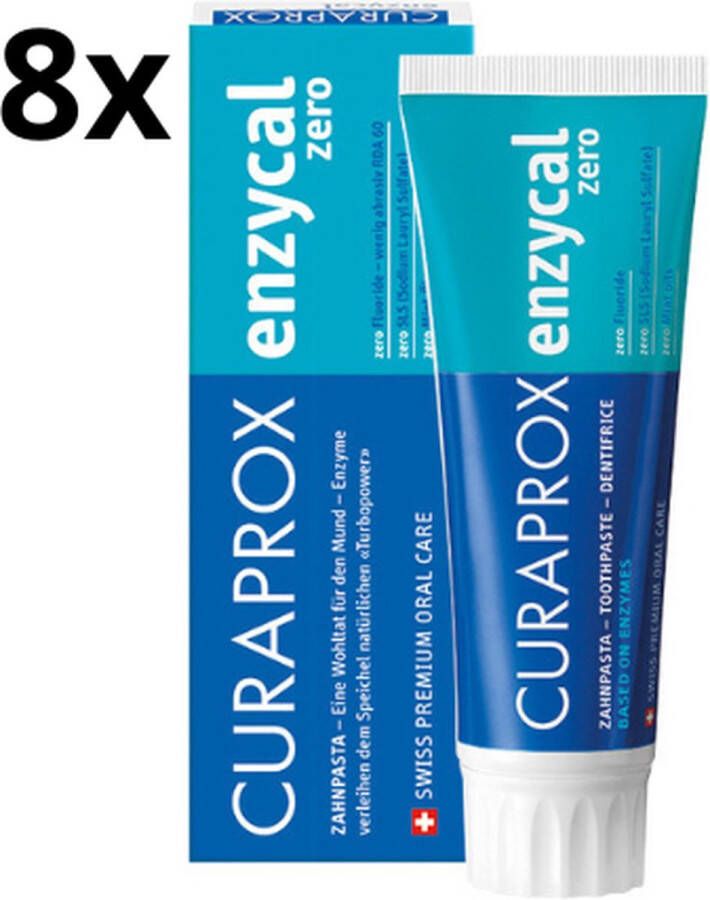 Curaprox Tandpasta Enzycal Zero Fluoride 8 x 75 ml Voordeelverpakking