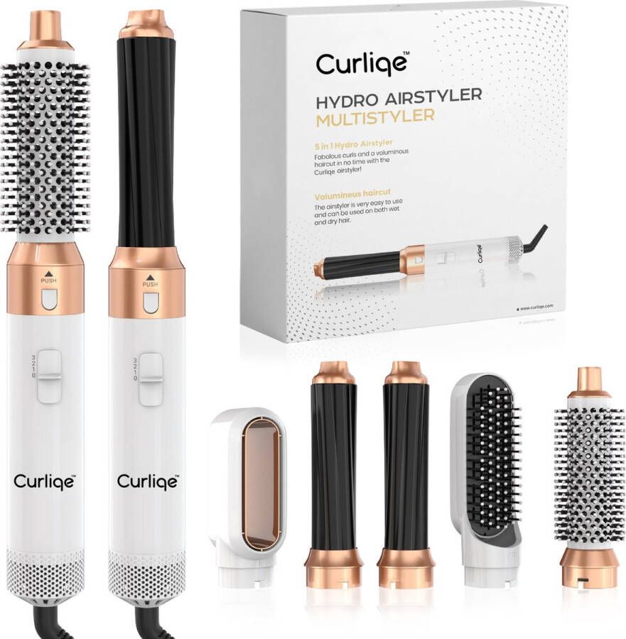 Curliqe™ Föhnborstel Airstyler Krulborstel Krultangen 5 in 1 Multistyler Wit