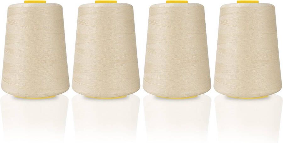 CURTZY Beige Polyester Naaimachine Draad Spoelen Set (4 Pak) – 11 cm Spoelen met 5400 m Draad – Bobbin Spoelen Kit voor Hand en Machine Borduren