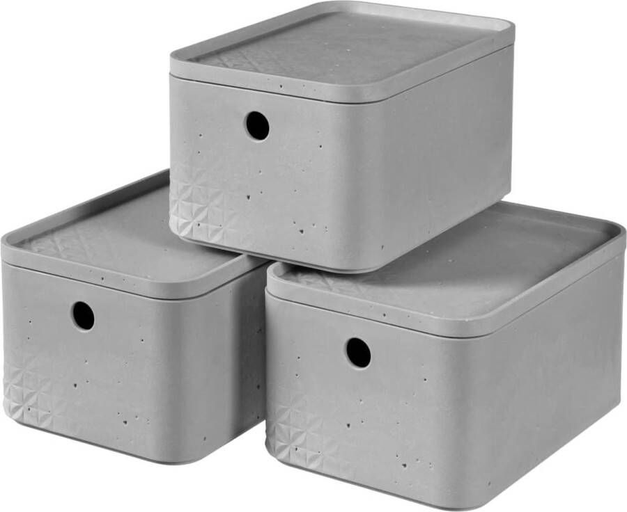 Curver Beton Opberbox + Deksel S 4 liter 3 stuks Lichtgrijs