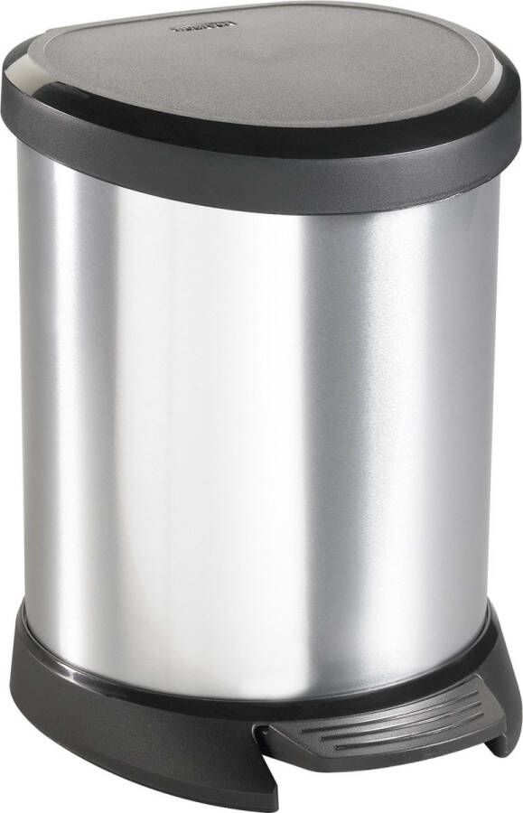 Curver decobin pedaalemmer ovaal 5 liter + binnenemmer zilver metallic