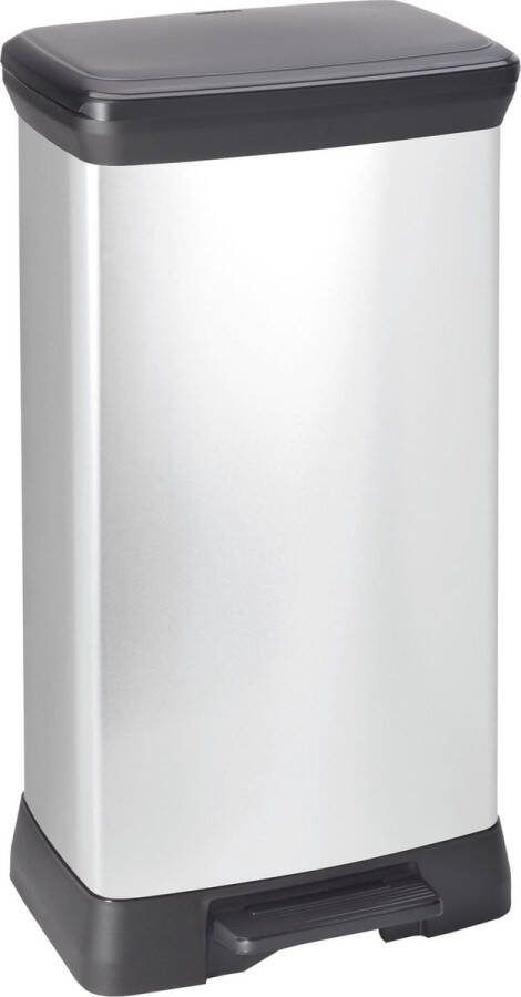 Curver Pedaalemmer Decobin Rectangular Kunststof Zilver Metallic 29x39x72cm 50l