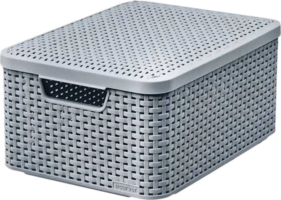 Curver Doos met deksel Style Box Rattan M 18L lichtgrijs