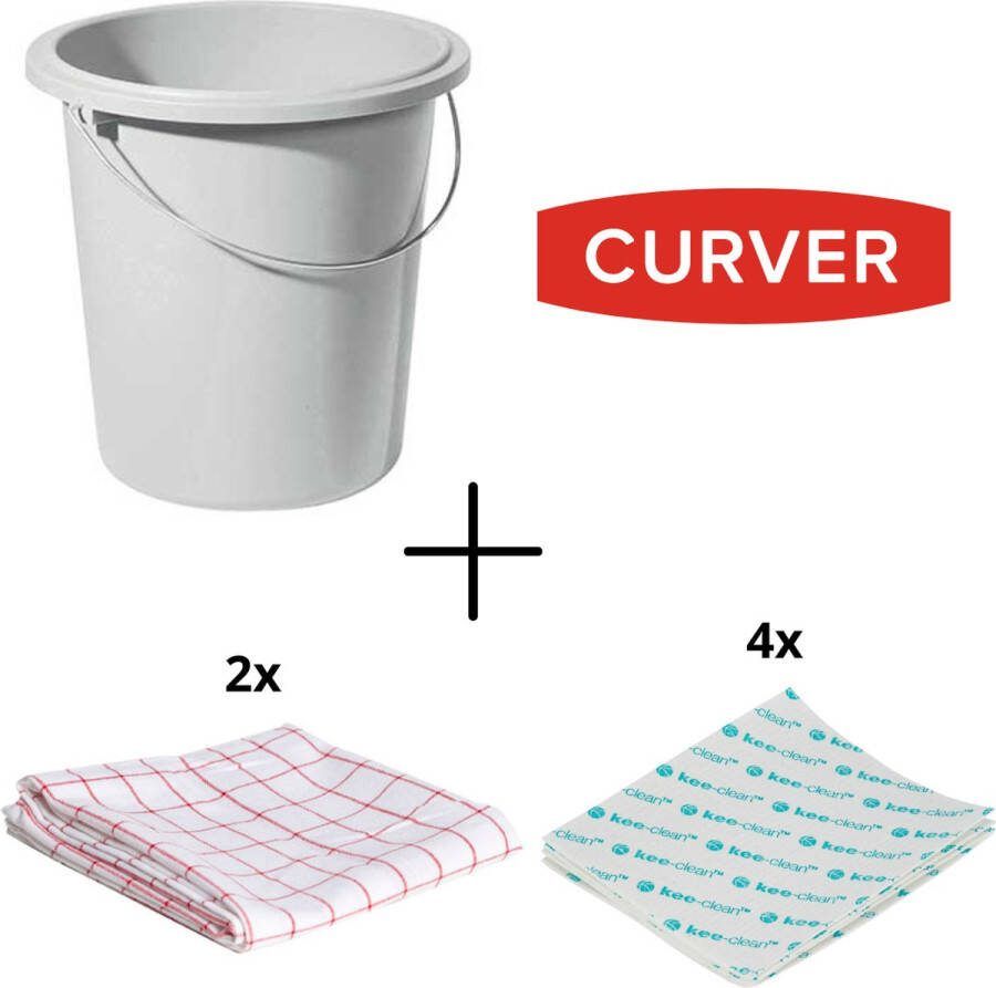 Curver Emmer 10L 2x Keukenhanddoek 4x Huishouddoek
