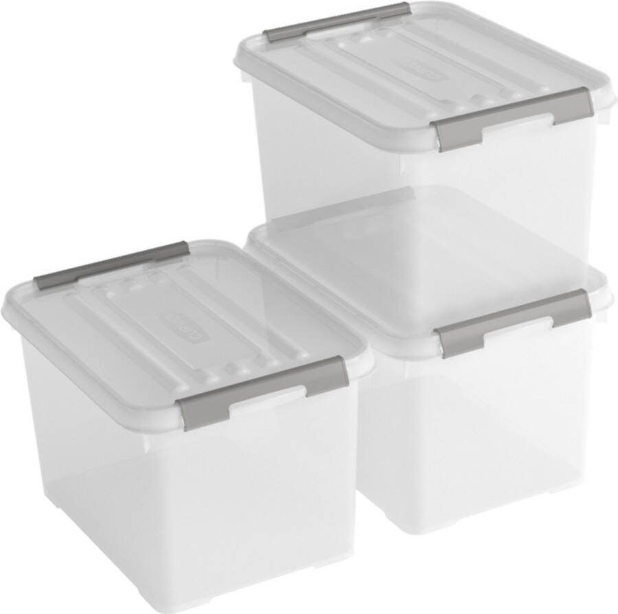 Curver Handy+ Opbergbox 20l 3 Stuks Transparant Met Deksel
