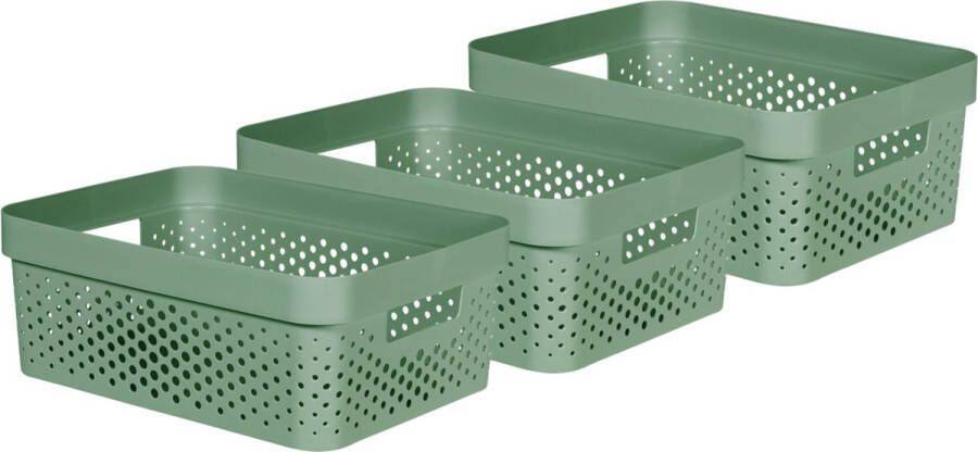 Curver Infinity Dots Recycled Opbergbox 11L – 3 stuks Groen