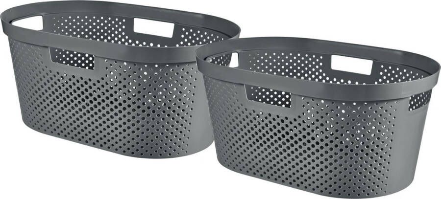 Curver Infinity Recycled Dots Wasmand 40L 2 stuks Donkergrijs