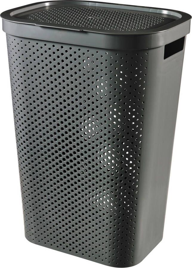 Curver Infinity Recycled Dots Wasmand met deksel 60L Antraciet