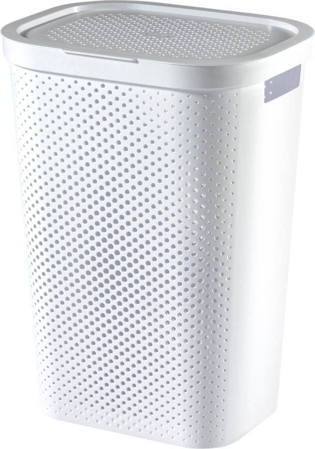 Curver Infinity Recycled Dots Wasmand met deksel 60L Wit