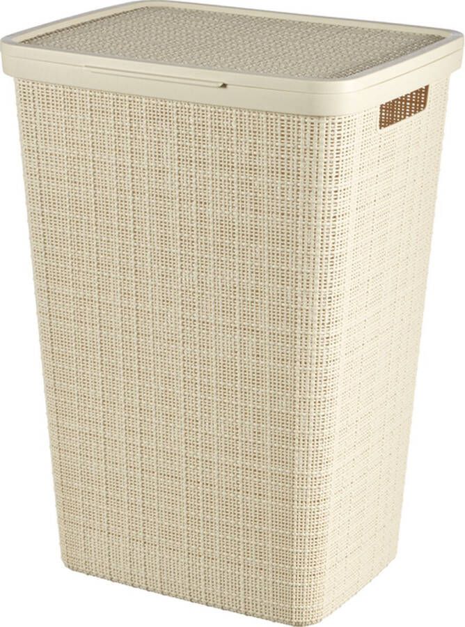 Curver Jute Wasmand met deksel 58L Gebroken wit Recycled Kunststof