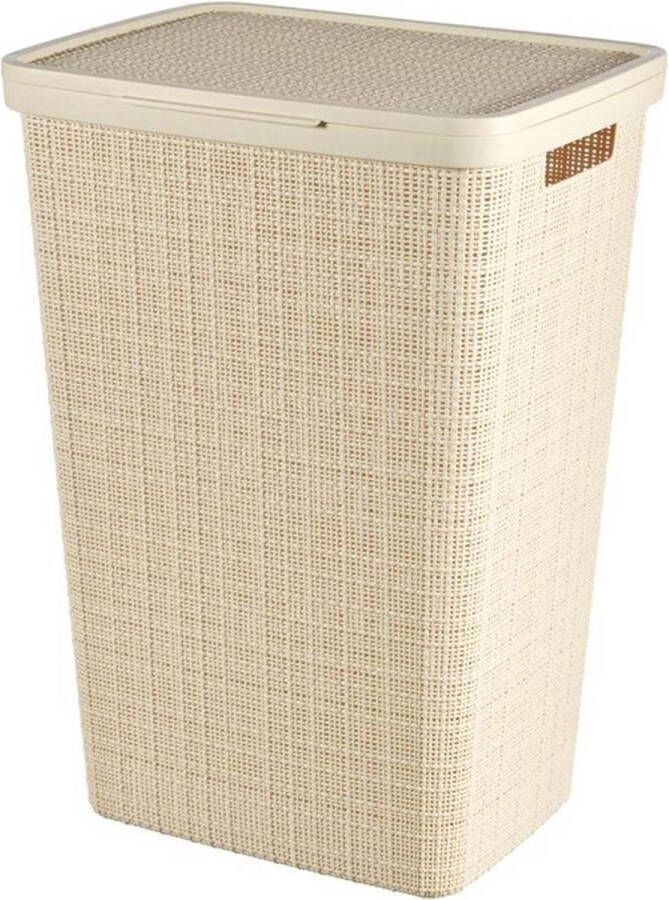 Curver Jute Wasmand met deksel 58L Gebroken wit Recycled Kunststof