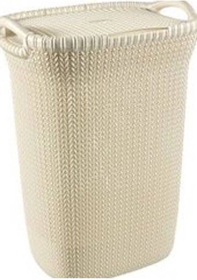 Curver Knit Wasmand met deksel 57 l Oasis White