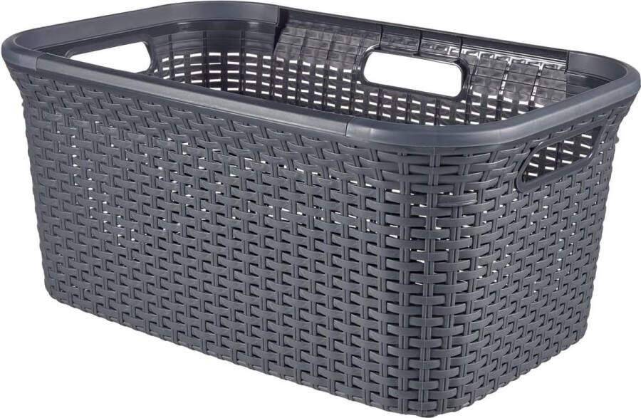 Curver Laundry Basket 45 L Rattan Design Anthracite 59 x 38 x 27 cm Plastic