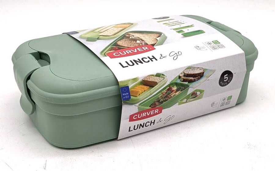 Curver Lunch&Go Vershouddoos Lunchbox Inclusief Bestek 2 3 Compartimenten Groen