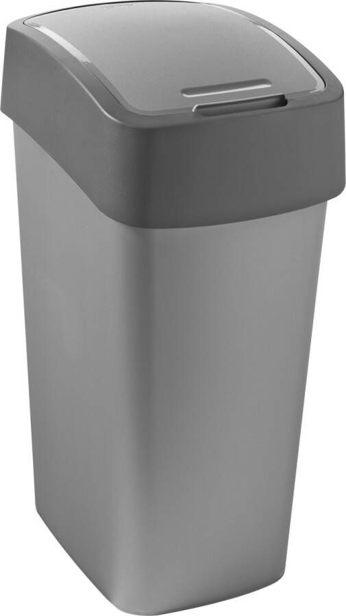 Curver Pacific Flip Bin Prullenbak 45 Liter Inhoud Zilver Antraciet