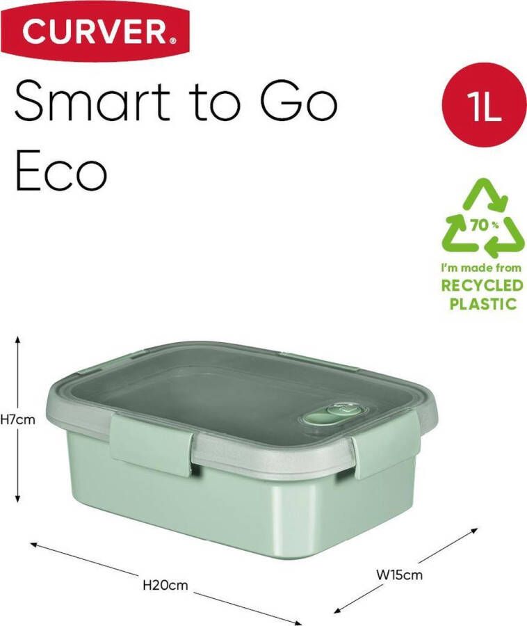 Curver smart to go eco lunchbox rechthoekig 1 liter + bestekset