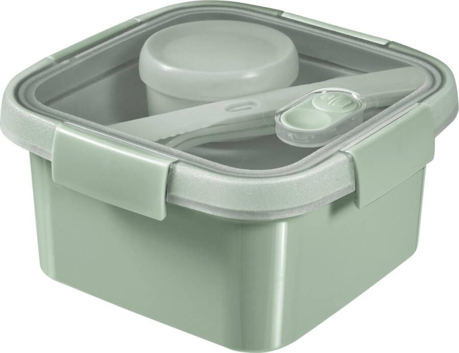 Curver smart to go eco lunchset vierkant 1 liter + bestekset & sauscup