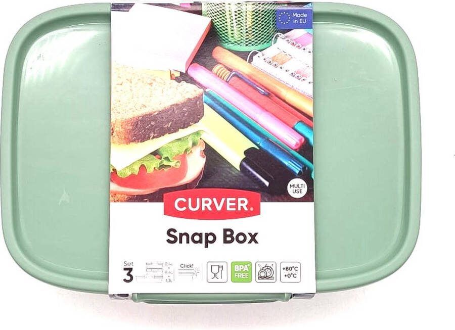 Curver Snap Box Lunchbox Broodtrommel 3-delig
