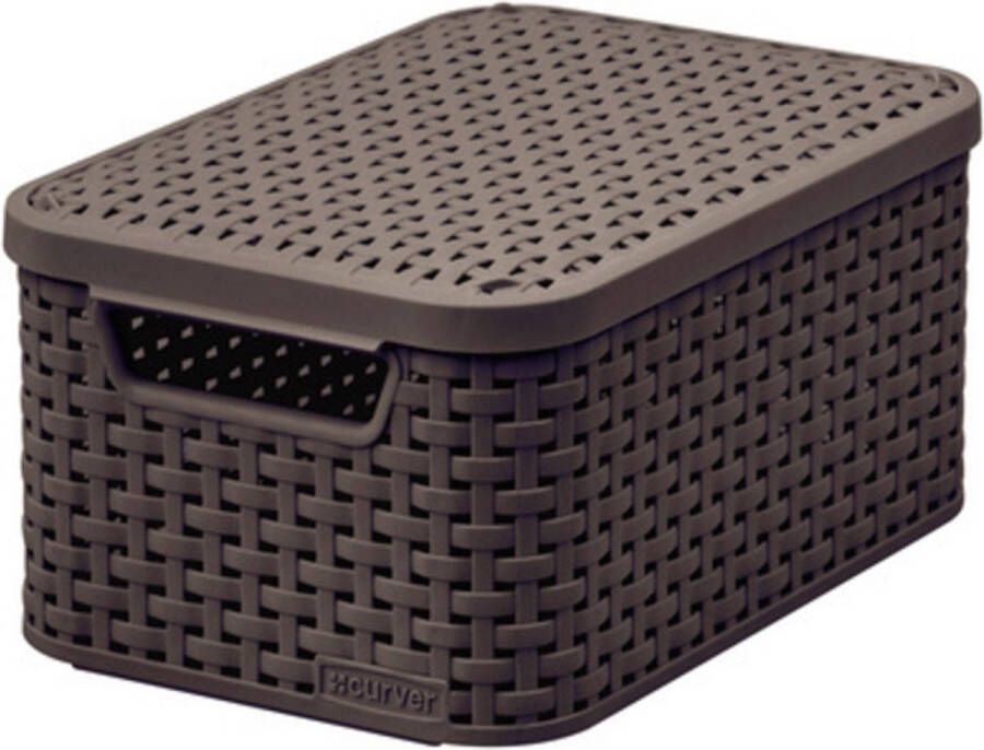 Curver Style mandje S + deksel Donker bruin