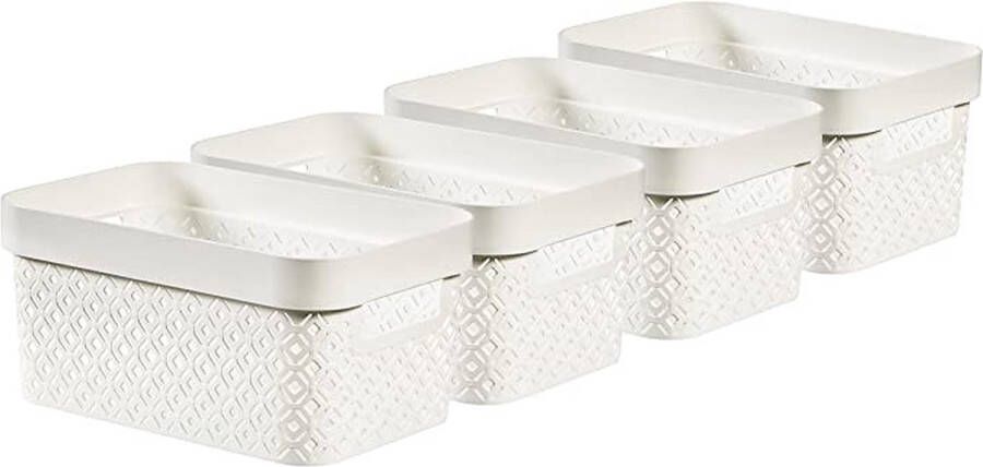 Curver Terrazzo Opbergmanden 4.5L 4 stuks Wit Recycled Kunststof Opbergmandjes