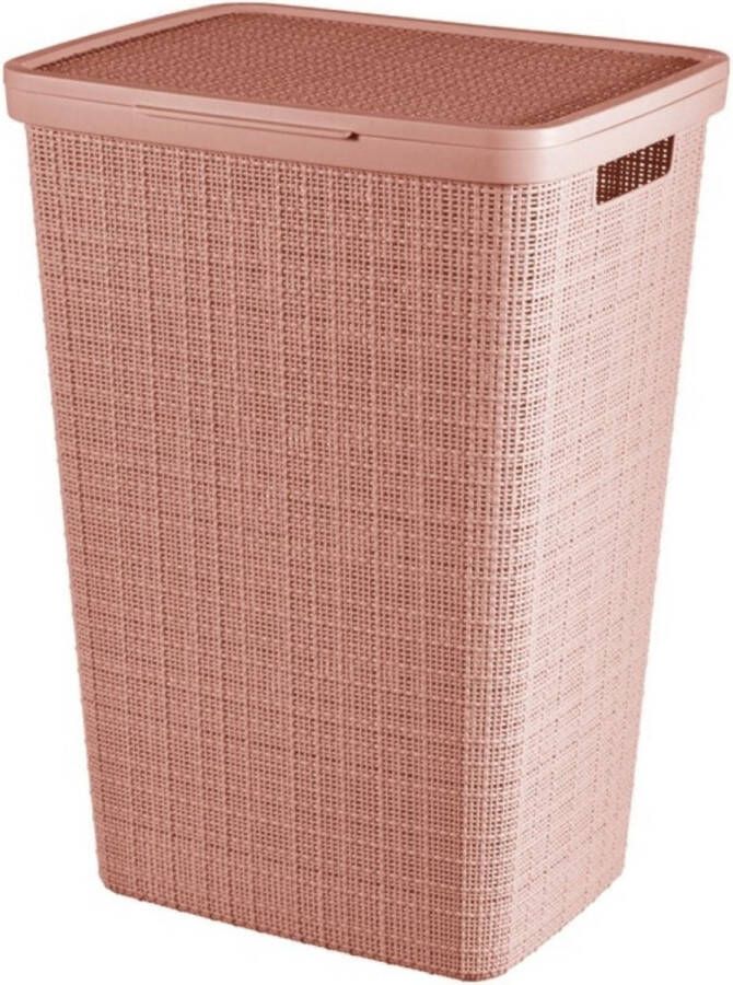 Leen Bakker Wasmand met deksel Roze 58 Liter Kunststof