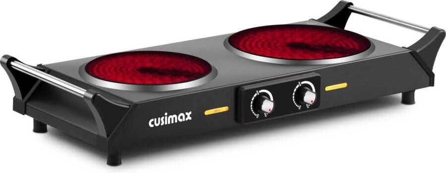 CUSIMAX Elektrische Kookplaat Draagbare Infrarood Dubbele Kookplaat 900 W + 1200 W