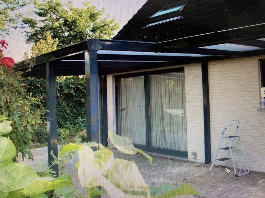 Custafer Aluminium overkapping met polycarbonaat dakbedekking B600cm x D400 grijs