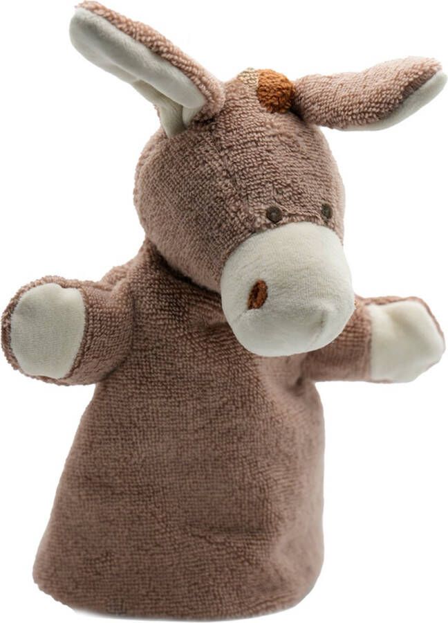 Cute by Felix Organische Handpop Ezel Dier knuffel Bruin 25 cm